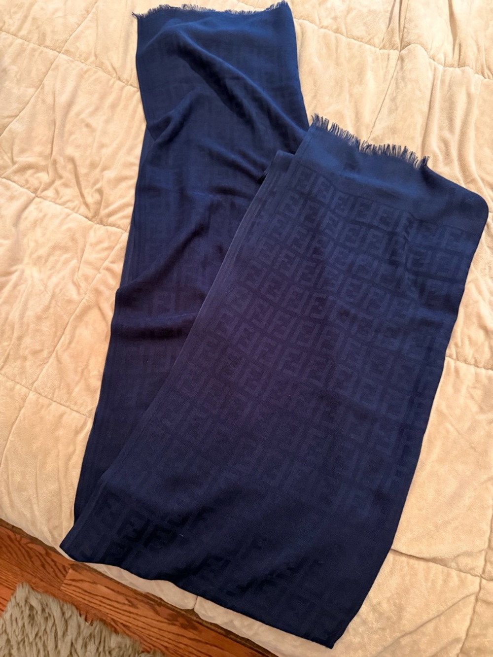 Fendi Navy Monogram Oblong Scarf
